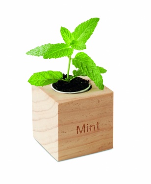 Logo trade promotional items image of: Herb pot wood "MINT"