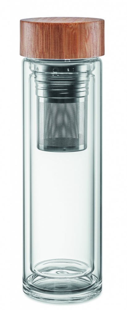 Logotrade corporate gift image of: Double wall glass bottle 400ml München