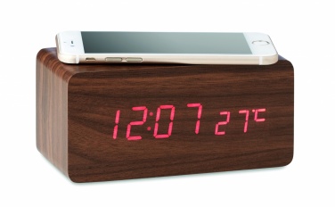Logo trade promotional gift photo of: LED clock/5W wireless charger