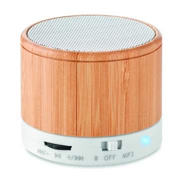 Logotrade advertising product image of: Round Bamboo wireless speaker