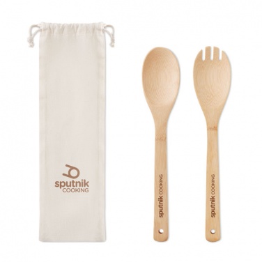 Logo trade business gifts image of: Set bamboo utensils salad