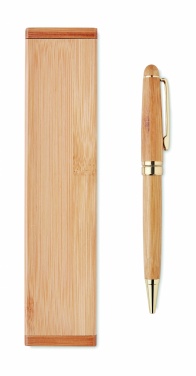 Logo trade promotional gifts picture of: Bamboo twist-action ballpoint pen in a box