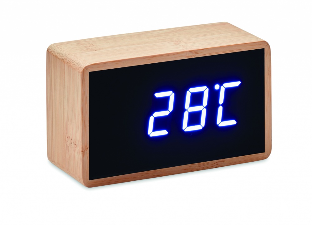 Logotrade business gifts photo of: LED alarm clock bamboo casing Düsseldorf