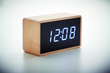 Logo trade advertising product photo of: LED alarm clock bamboo casing Düsseldorf