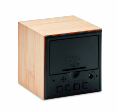 Logotrade promotional item image of: LED alarm clock bamboo casing Dortmund