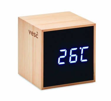 Logo trade corporate gifts image of: LED alarm clock bamboo casing Dortmund
