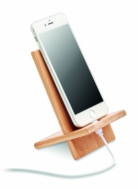 Logo trade promotional merchandise photo of: Bamboo phone stand/ holder WHIPPY