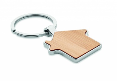 Logo trade promotional gifts picture of: House key ring metal bamboo NORDIC