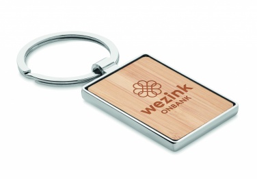 Logo trade advertising product photo of: Rectangular key ring bamboo WEST