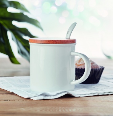 Logo trade advertising products image of: Porcelain mug with spoon