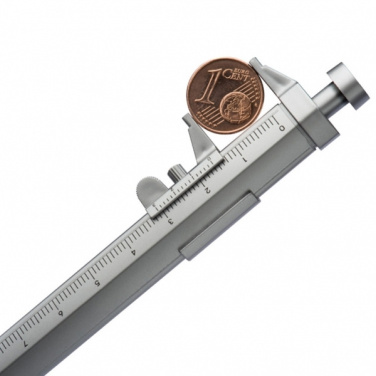 Logo trade promotional merchandise photo of: Plastic ballpen with sliding calliper PRESCOT