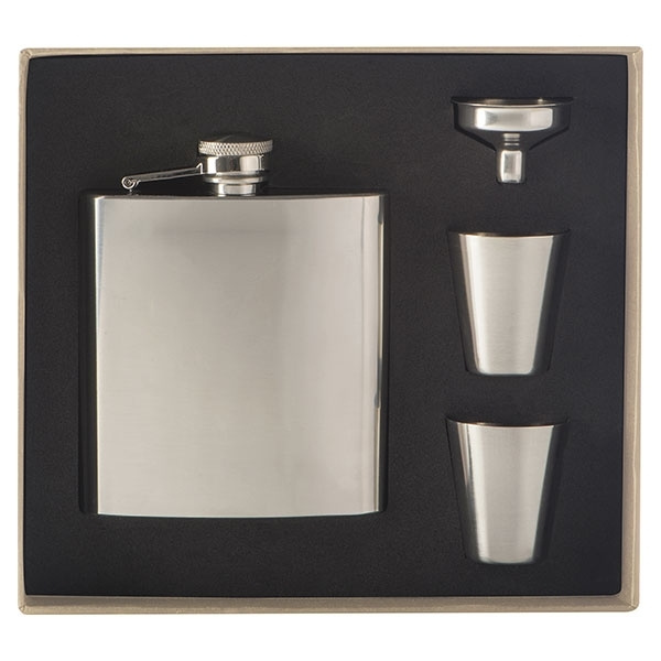 Logo trade promotional items picture of: Hip flask with 2 shot glasses SANDVIKEN 170 ml
