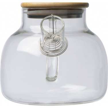 Logo trade advertising product photo of: Glass jug with bamboo lid FRANKFURT 1000ml