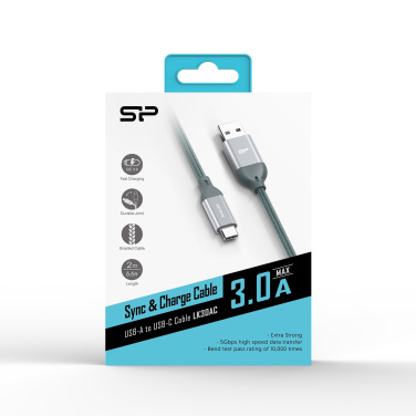 Logo trade promotional merchandise photo of: Nylon data transfer cable LK30 Type - C Quick Charge 3.0