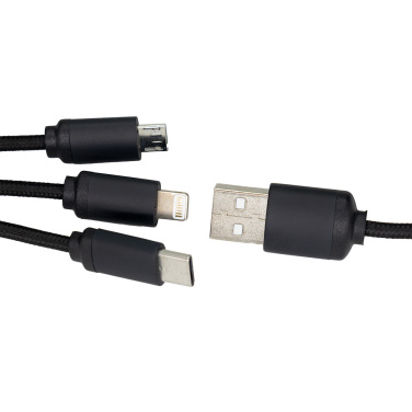 Logo trade promotional merchandise image of: 3in1 long cable with elighted logo for engraving, W201TG