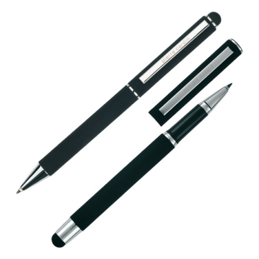 Logo trade promotional merchandise photo of: Writing set ballpoint pen & roller soft touch CLAUDIE