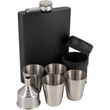 Logo trade promotional items image of: Hip flask MADONIE Schwarzwolf