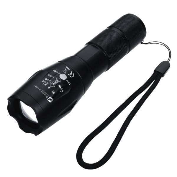 Logo trade promotional giveaways image of: Flashlight DELGADA Schwarzwolf