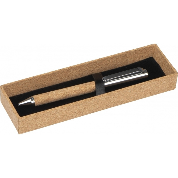 Logo trade promotional products image of: Twist-ballpen metal and cork LILLEHAMMER