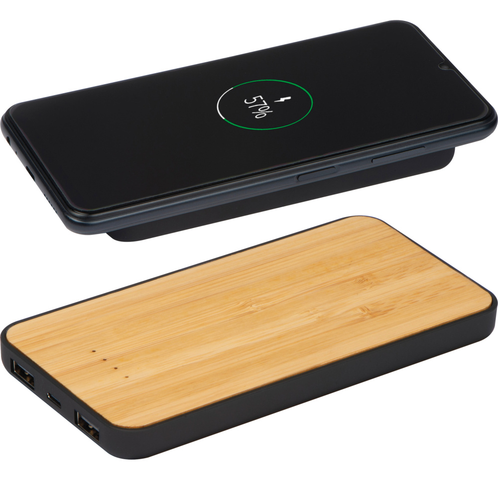 Logo trade promotional merchandise picture of: Wireless charger and powerbank 8000 mAh MILAN