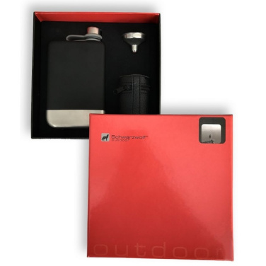 Logo trade advertising products image of: Hip flask set TAHAT Schwarzwolf