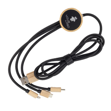 Logotrade promotional merchandise photo of: 3-in-1 cable with elighted logo in a wooden casing, LH-ZMU06