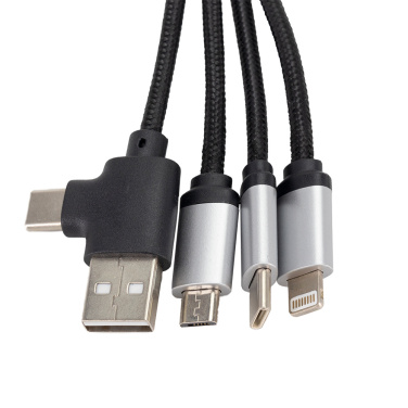 Logo trade promotional gift photo of: 4-in-1 cable with elighted logo in a wooden casing, LH-ZMU05