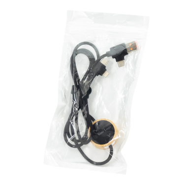 Logo trade promotional merchandise photo of: 4in1 long wooden cable with elighted logo for engraving