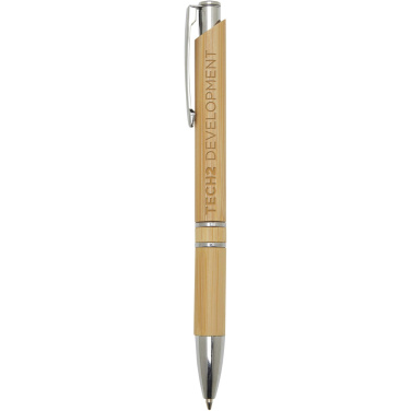 Logo trade promotional gift photo of: Wicker bamboo ballpoint pen