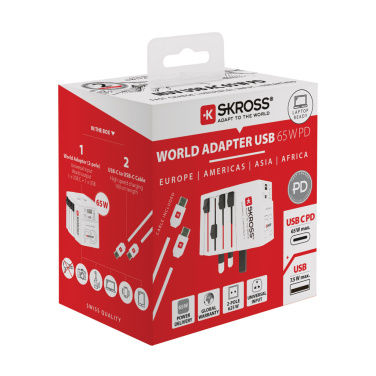 Logo trade advertising product photo of: SKROSS World Travel Adapter MUV 65W PD with USB C Cable