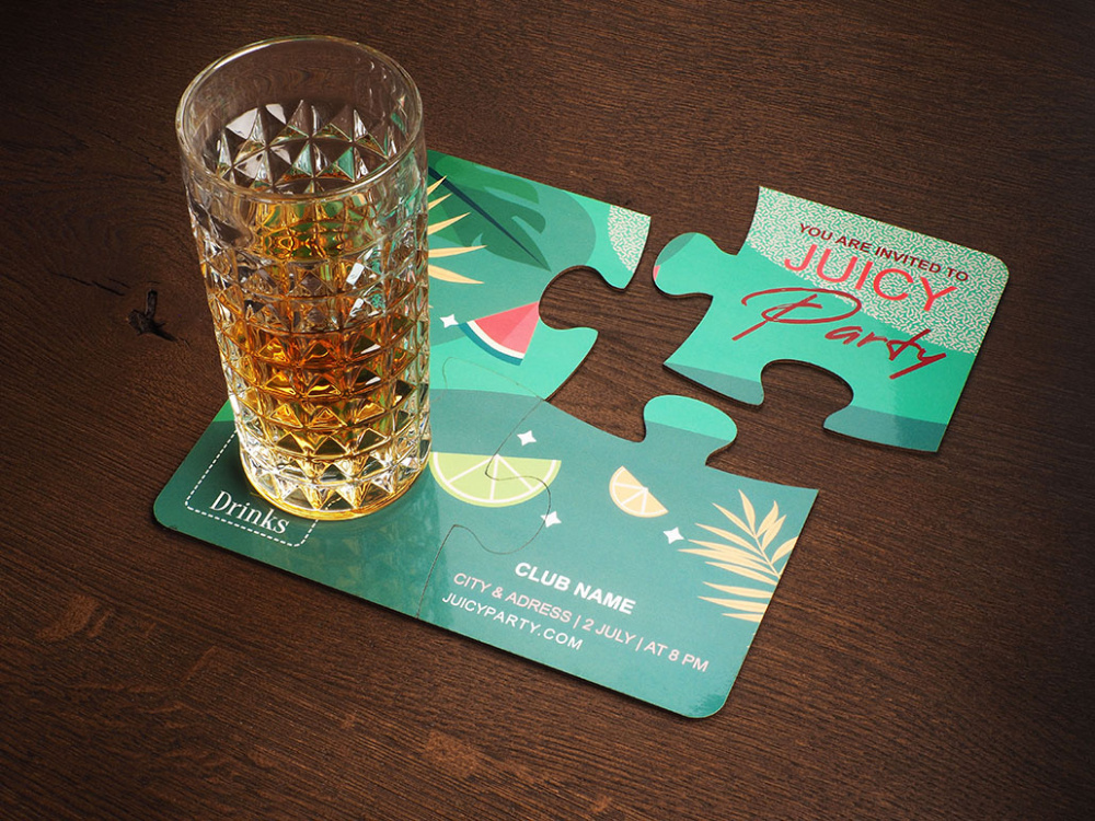 Logo trade promotional products image of: Set of 4 PUZZLE glass coasters 1835117