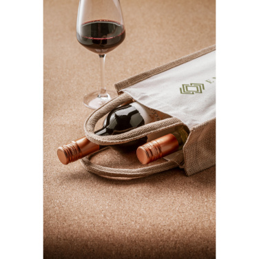 Logo trade advertising product photo of: Jute Canvas Double Wine Bag