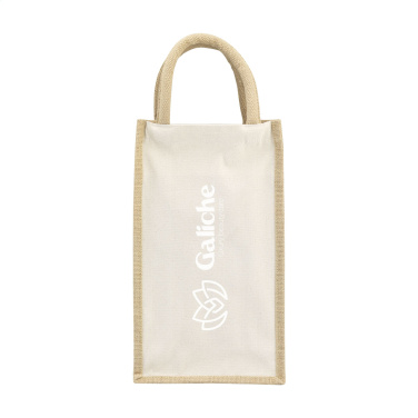 Logo trade business gifts image of: Jute Canvas Double Wine Bag