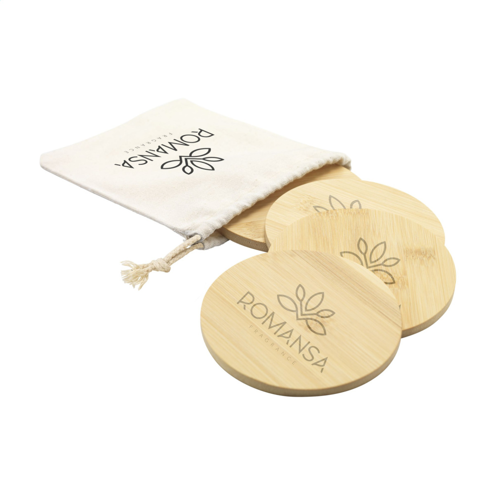 Logo trade promotional gifts image of: Bamboo Coaster Set