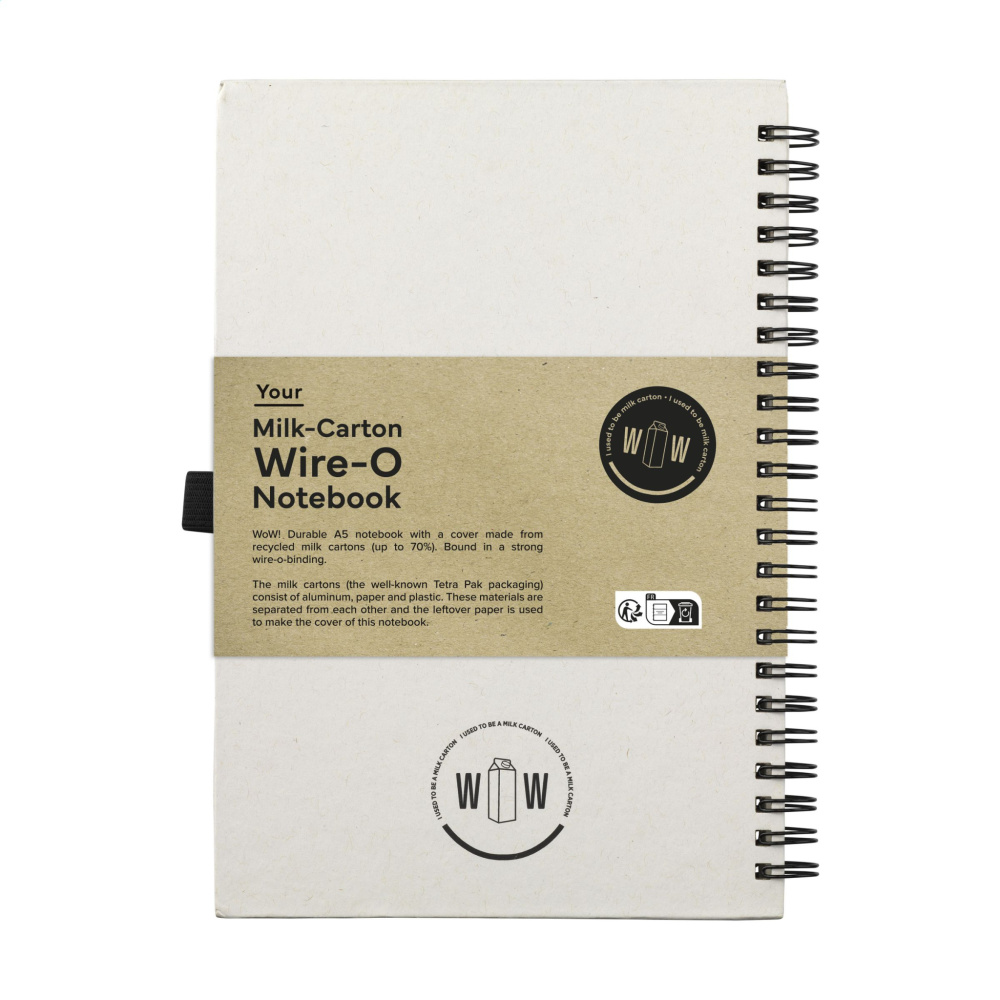 Logo trade promotional products image of: Milk-Carton Wire-O Paper Notebook A5
