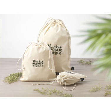 Logo trade advertising product photo of: Gift Pouch Natural GRS Recycled Cotton (150 g/m²) M