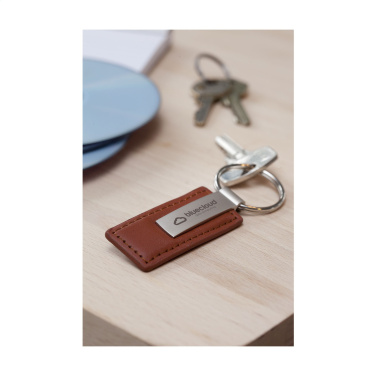 Logo trade promotional gift photo of: LeatherKey keyring