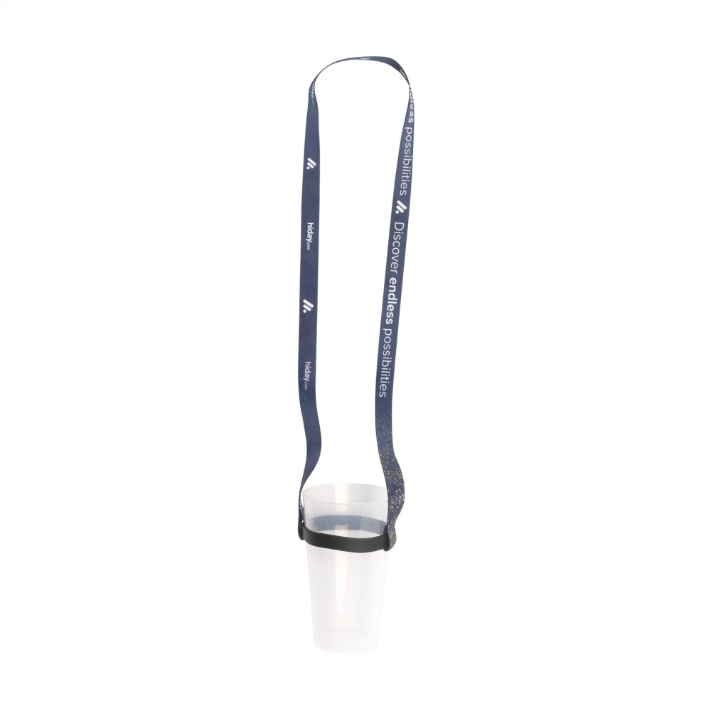 Logotrade promotional merchandise photo of: Lanyard Sublimation RPET 1.5 cm with Cup holder