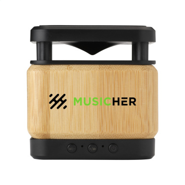 Logotrade promotional product image of: Bamboo Block Speaker with wireless charger