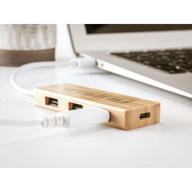 Logotrade promotional gift image of: Bamboo USB Hub