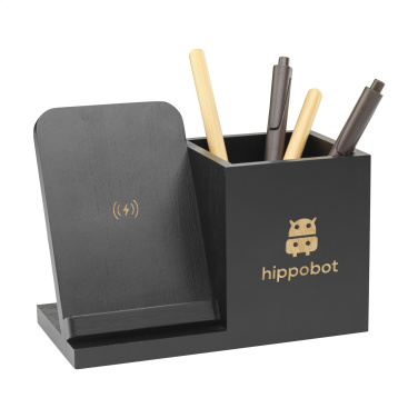 Logo trade promotional products picture of: Bamboo Boss 15W charger/pen holder