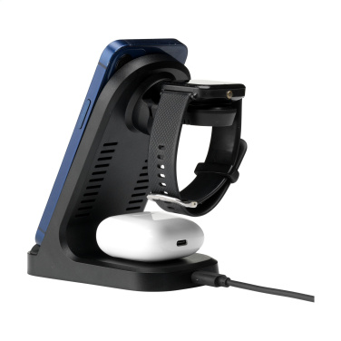 Logo trade promotional item photo of: Triple-Up RCS Recycled ABS Wireless Charger Stand
