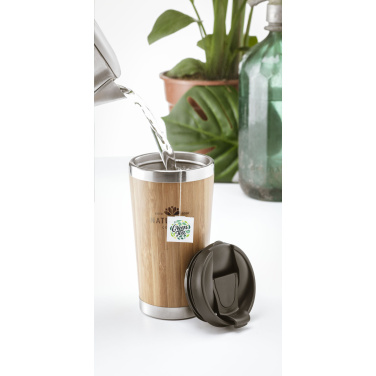 Logo trade promotional giveaway photo of: Tokyo 450 ml bamboo thermo cup