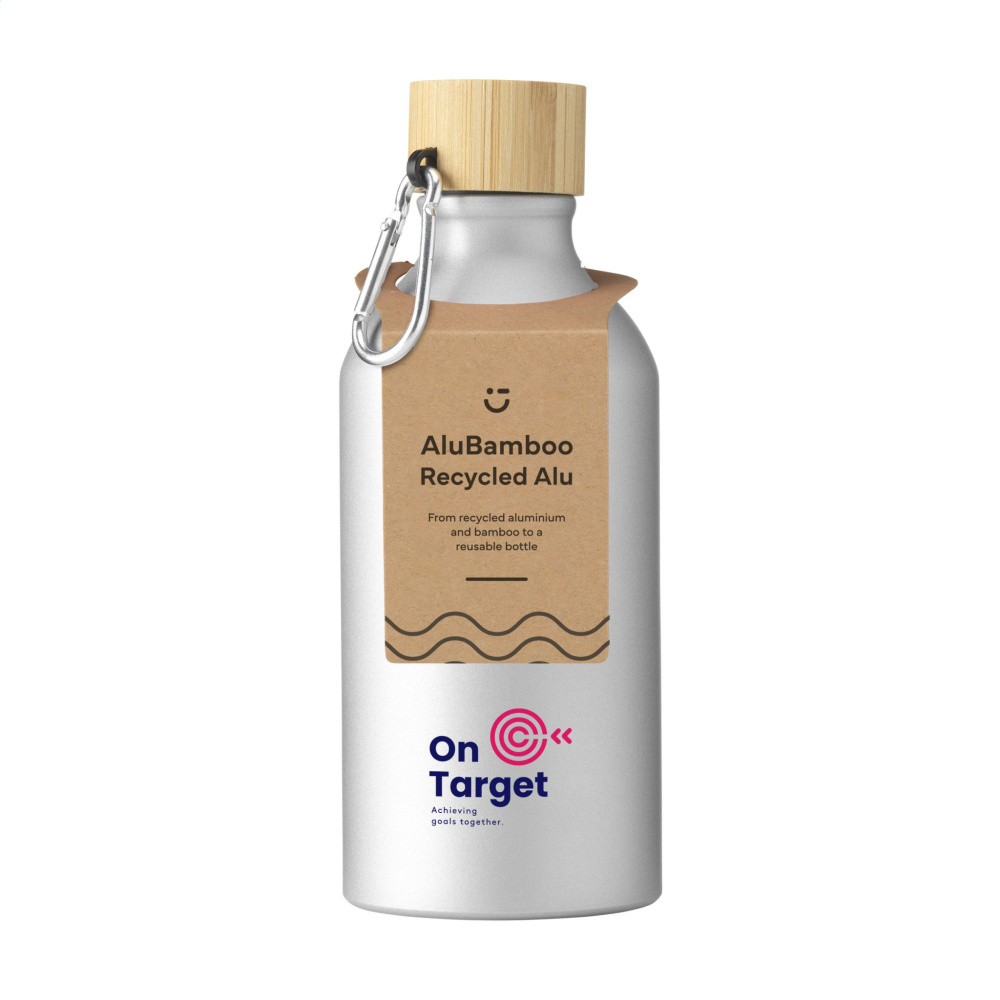 Logo trade promotional giveaways image of: AluBamboo GRS Recycled Alu 500 ml water bottle
