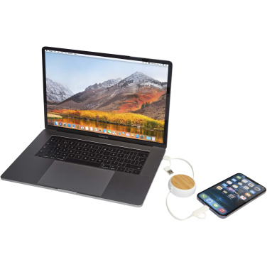 Logo trade promotional merchandise picture of: Chechia 5-in-1 recycled plastic 100 cm retractable data sync and 45W fast charge cable