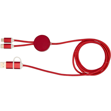 Logotrade business gift image of: Alasia 5-in-1 recycled aluminium and plastic 150 cm data sync and 27W fast charge cable
