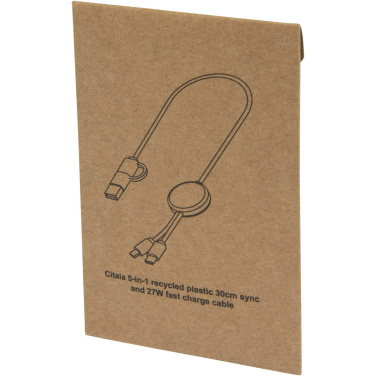 Logo trade advertising products image of: Citala 5-in-1 recycled plastic 30 cm data sync and 27W fast charge cable