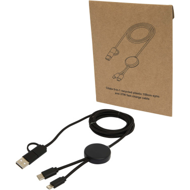 Logotrade promotional merchandise photo of: Citala 5-in-1 recycled plastic 150 cm data sync and 27W fast charge cable