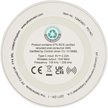 Logo trade promotional giveaway photo of: Freal 15W recycled plastic wireless charging pad