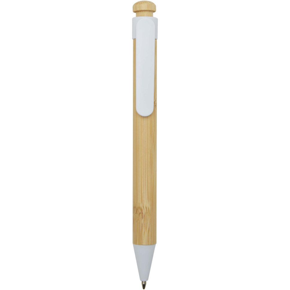 Logo trade promotional merchandise image of: Rattan bamboo and recycled plastic ballpoint pen (black ink)